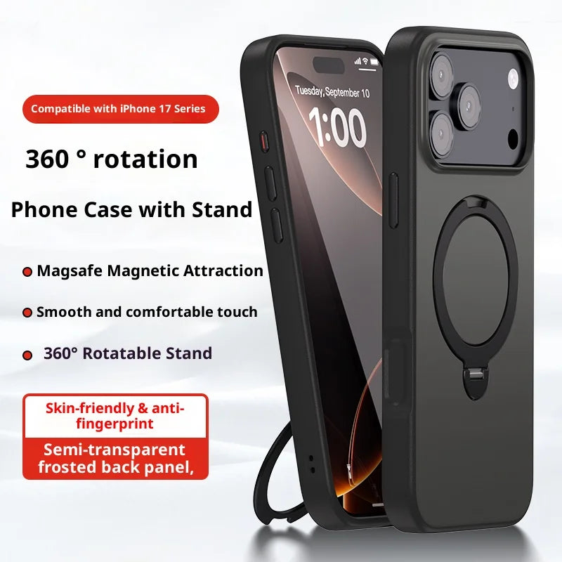 Telefonfodral med Roterande Ställ för iPhone Genomskinlig Design 2