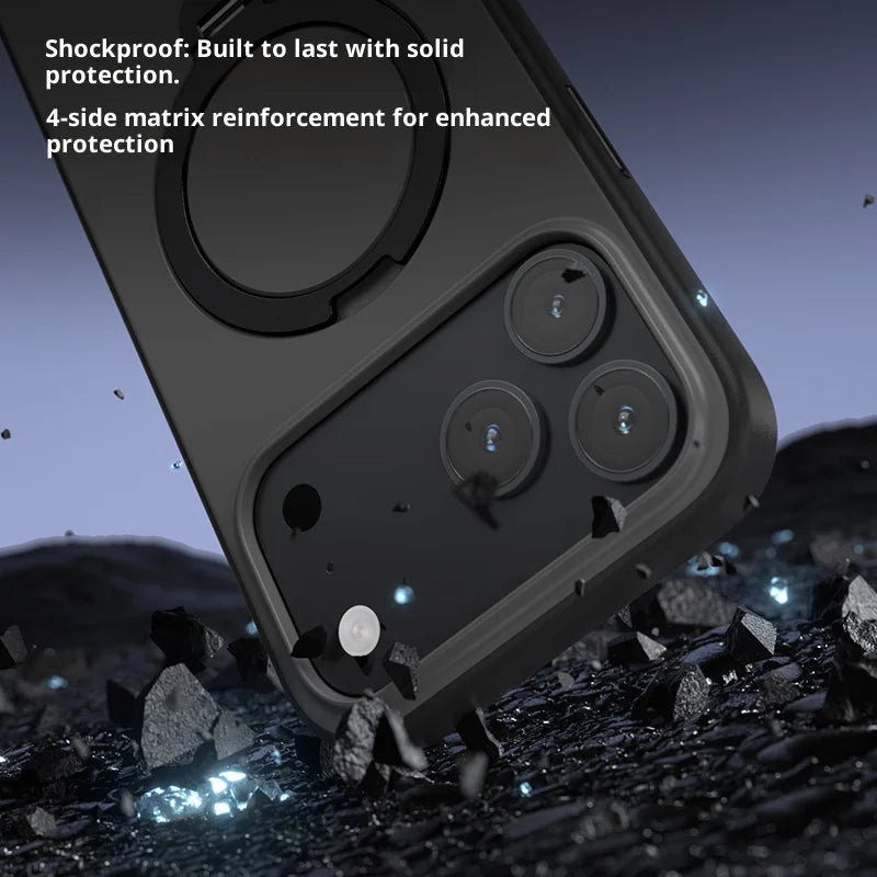 Telefonfodral med Roterande Ställ för iPhone Genomskinlig Design 3