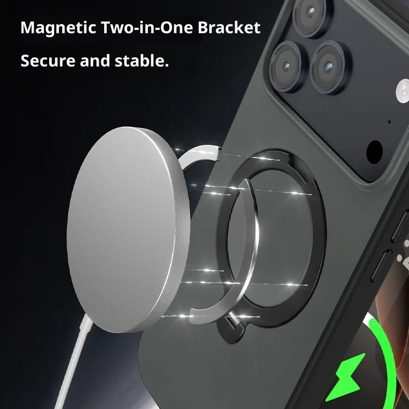 Telefonfodral med Roterande Ställ för iPhone Genomskinlig Design 4
