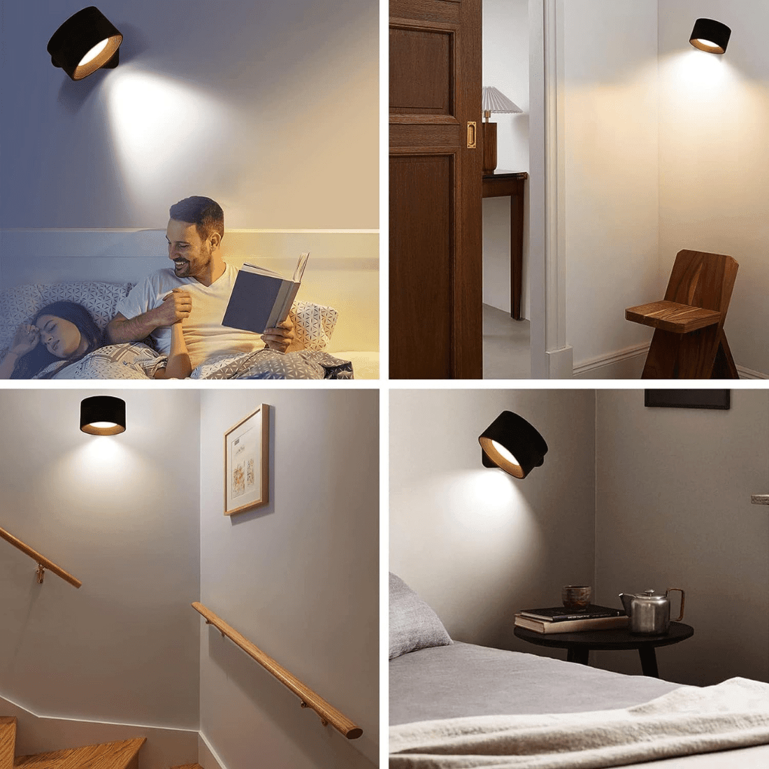 Trådlös LED-vägglampa Justerbar 360° 8