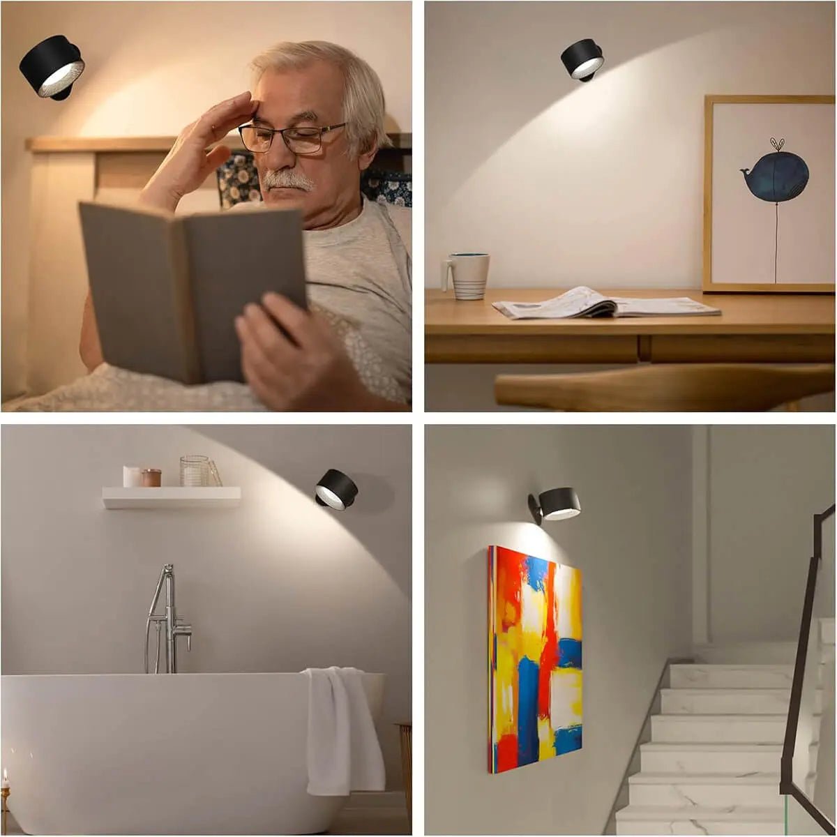 Trådlös Vägglampa med Fjärrkontroll Nordisk Design för Sänglampor Vägg Inomhus 7