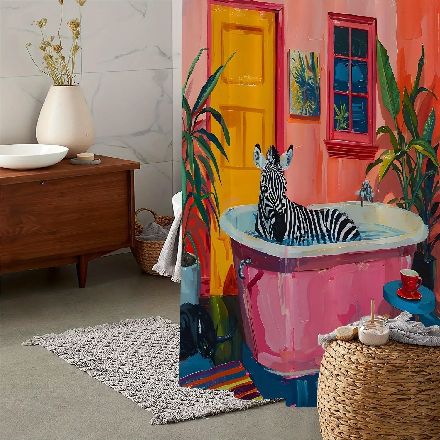 Tropiskt Duschdraperi med Zebra-design 1