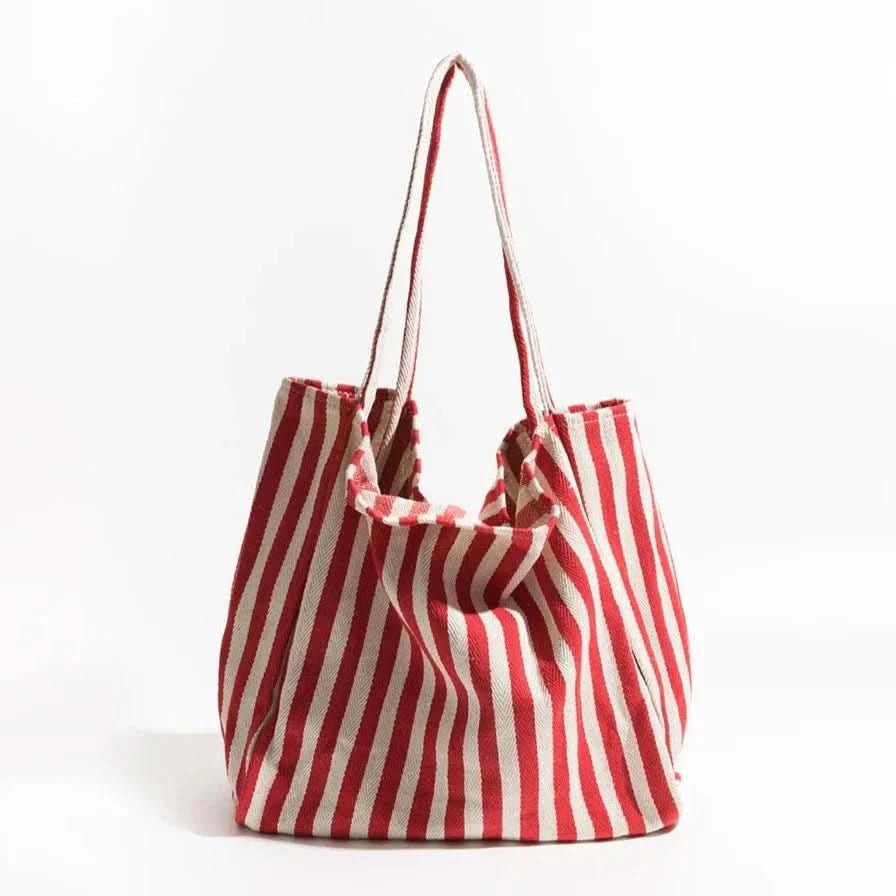 Tygväska med Randig Design och Långa Axelband 9