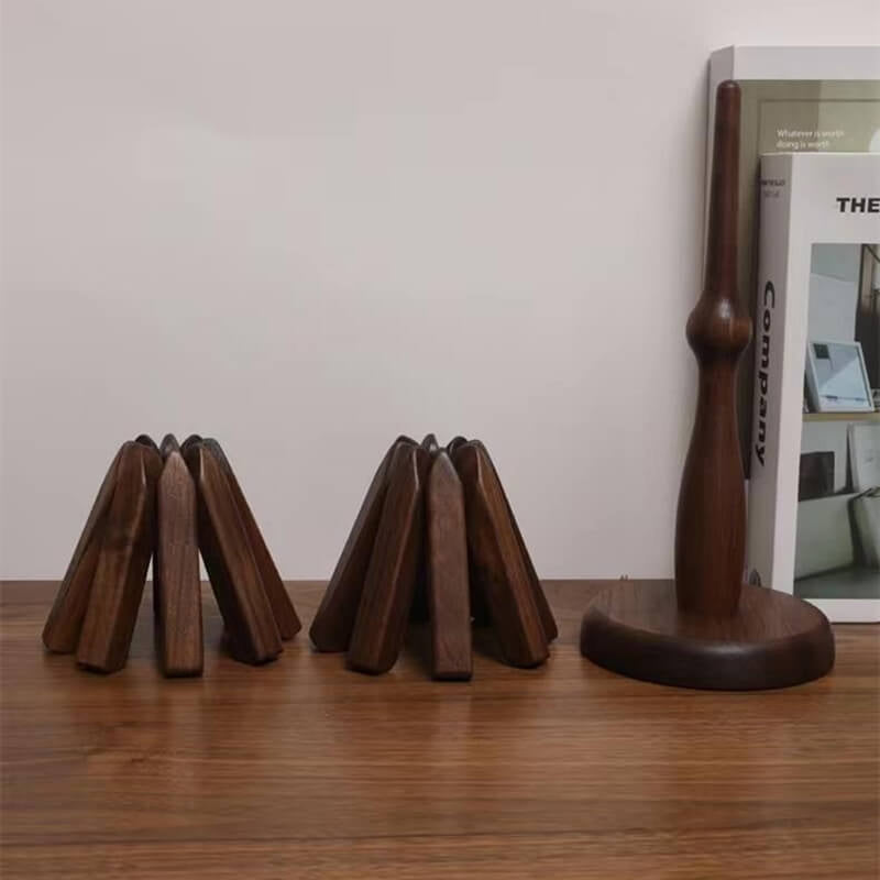 Underlägg Bord Set i Svart Valnöt för Skydd av Bordsytor 4