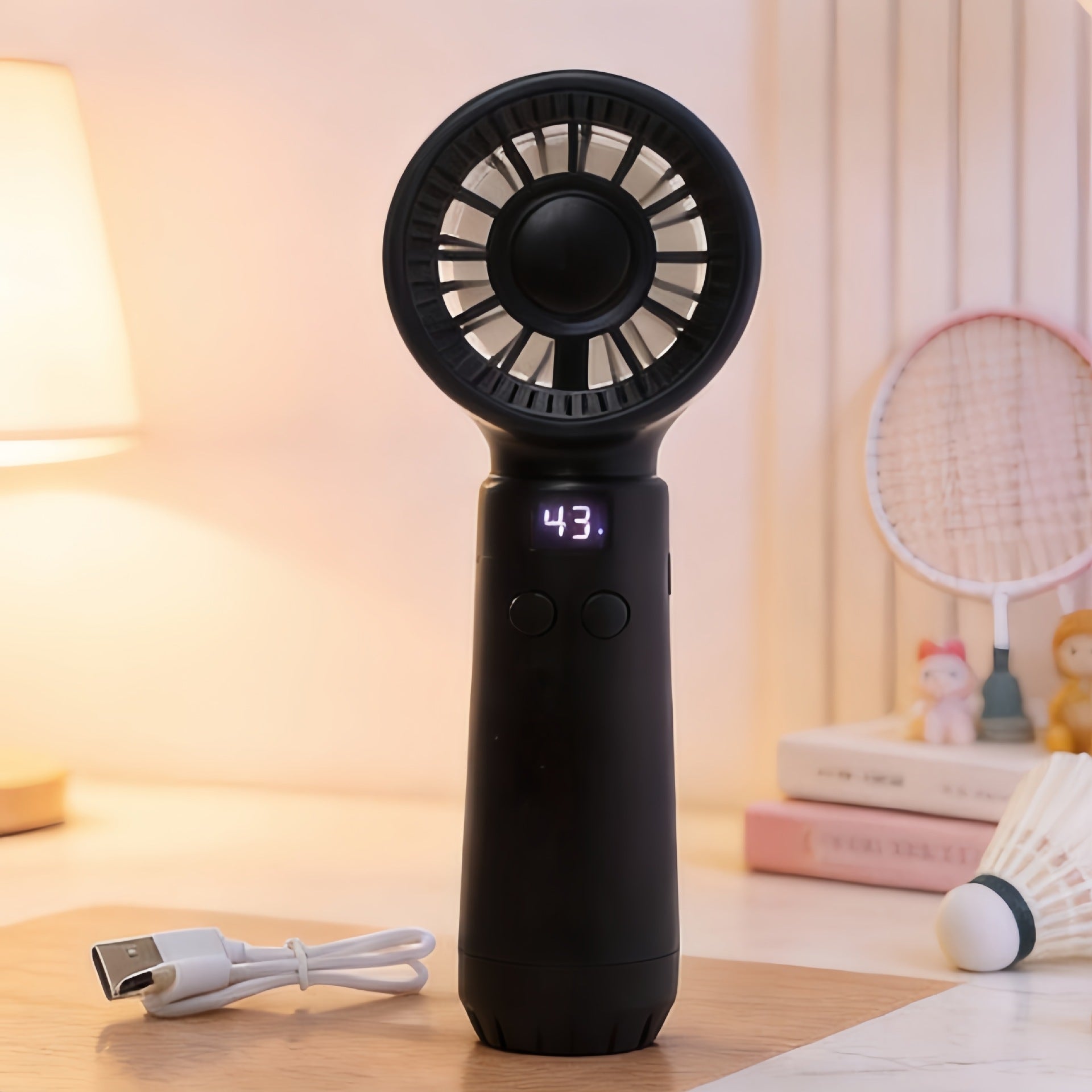 Unisex Handhållen Fläkt med Luftfuktare och Digital Display 6