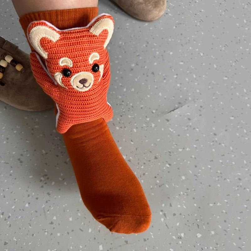 Unisex Husstrumpor med 3D-Djuraccent Fluffiga och Halkfria 5