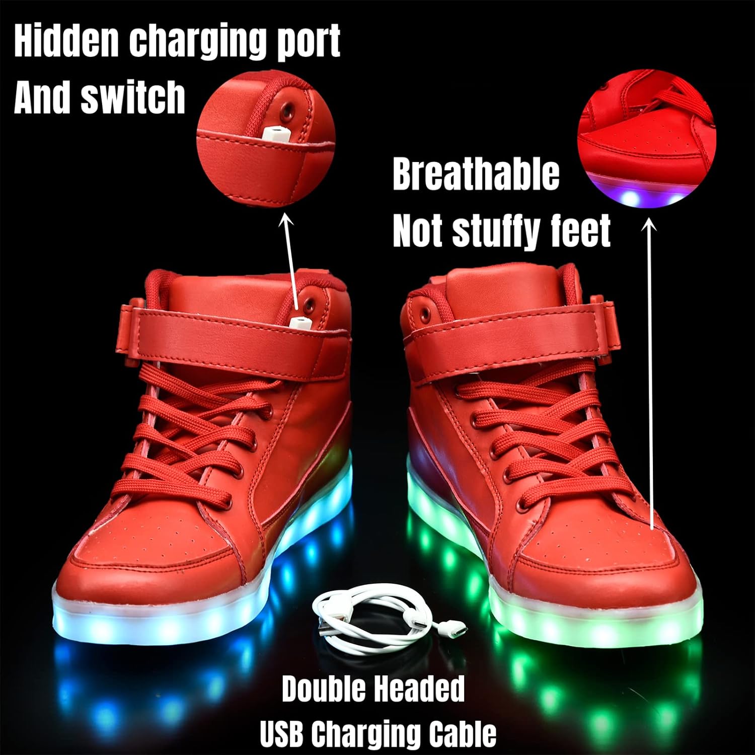 Unisex LED-sneakers med uppladdningsbar belysning 3