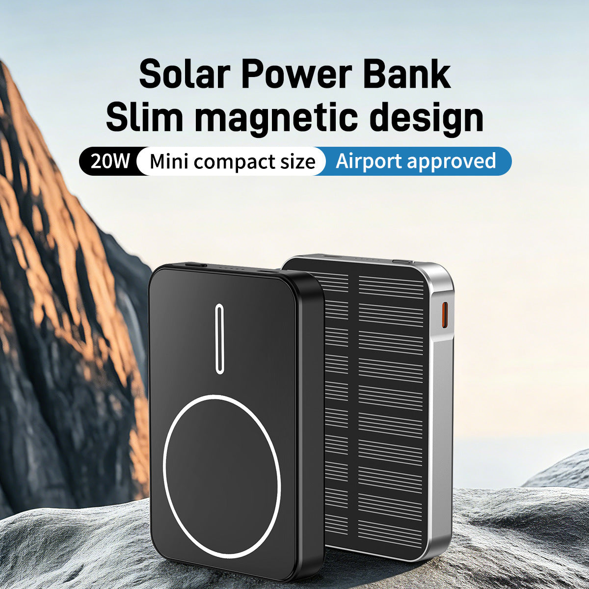 Unisex Powerbank Med Solceller Och Snabbladdning 1