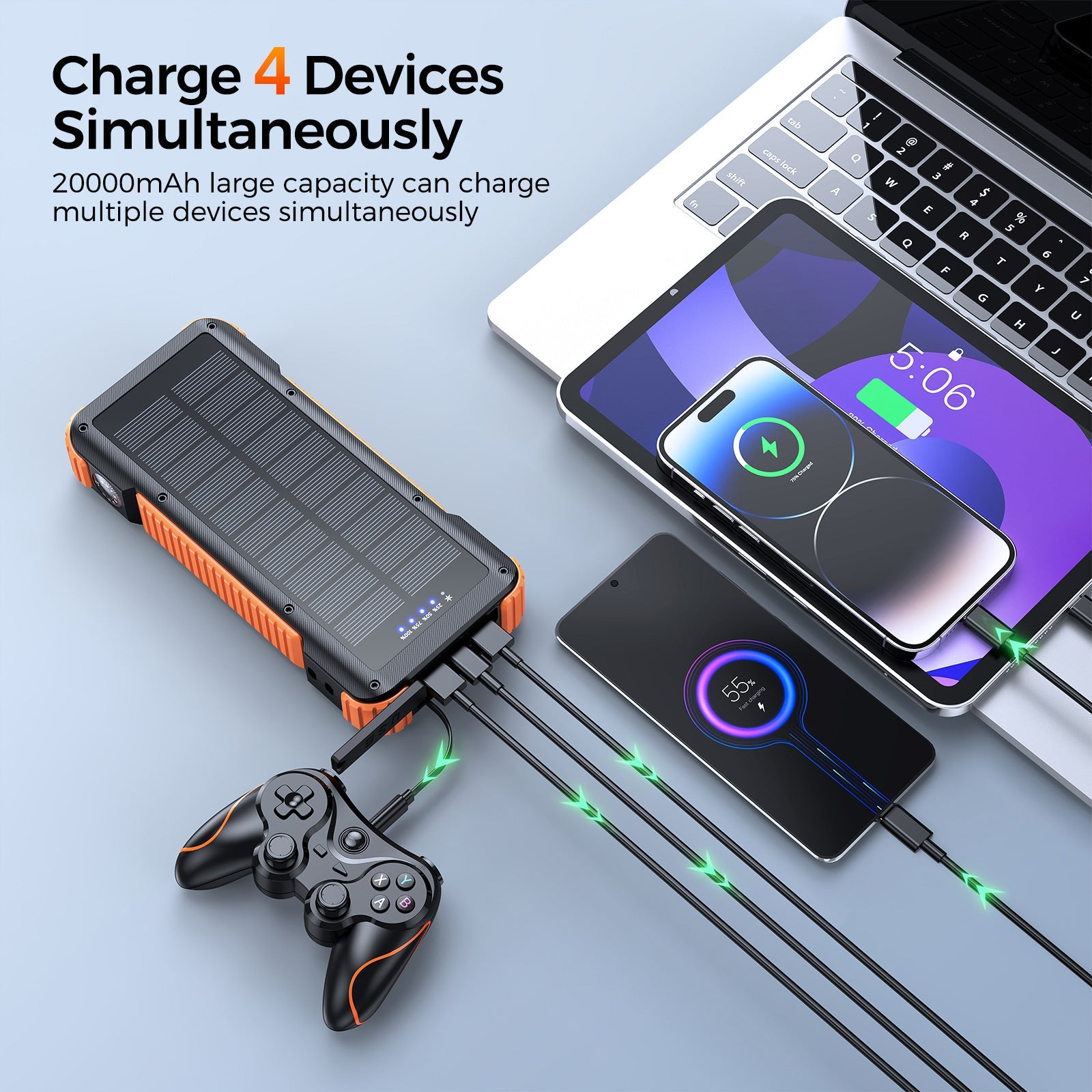 Unisex Powerbank med Solenergi och Multifunktionsanslutningar 3