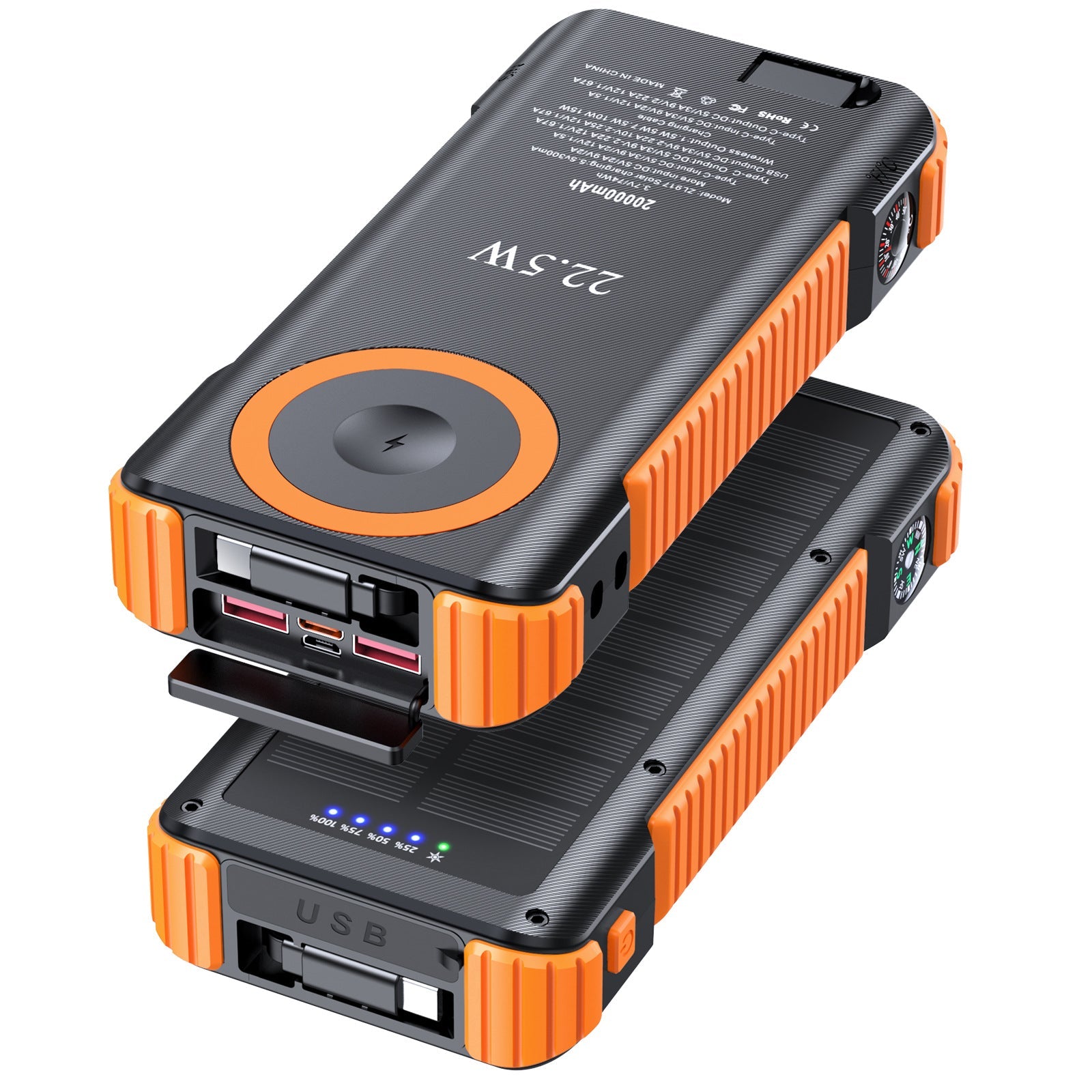 Unisex Powerbank med Solenergi och Multifunktionsanslutningar 5