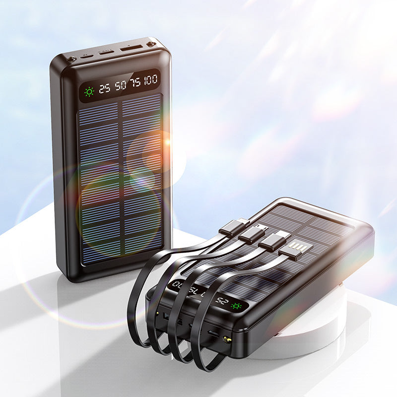Unisex Powerbank med Solpanel och Multifunktionella Laddningskablar 0