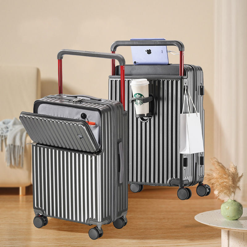 Unisex Rullande Bagage med Flera Fack och Laddningsport 0
