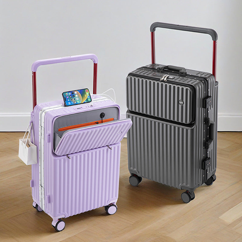 Unisex Rullande Bagage med Flera Fack och Laddningsport 2