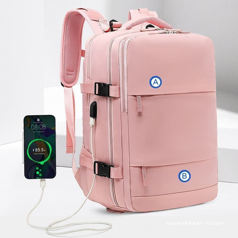 Unisex Ryggsäck Multifunktionell med USB-port och Skofack 2