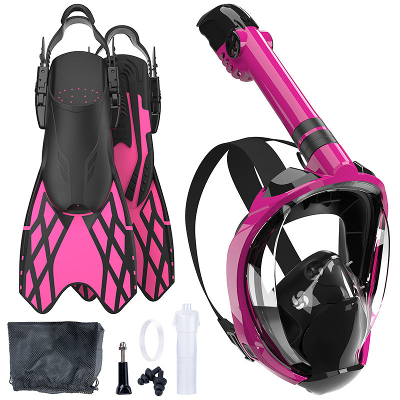 Unisex Snorkelset med Helmask och Flexibla Fenor 1