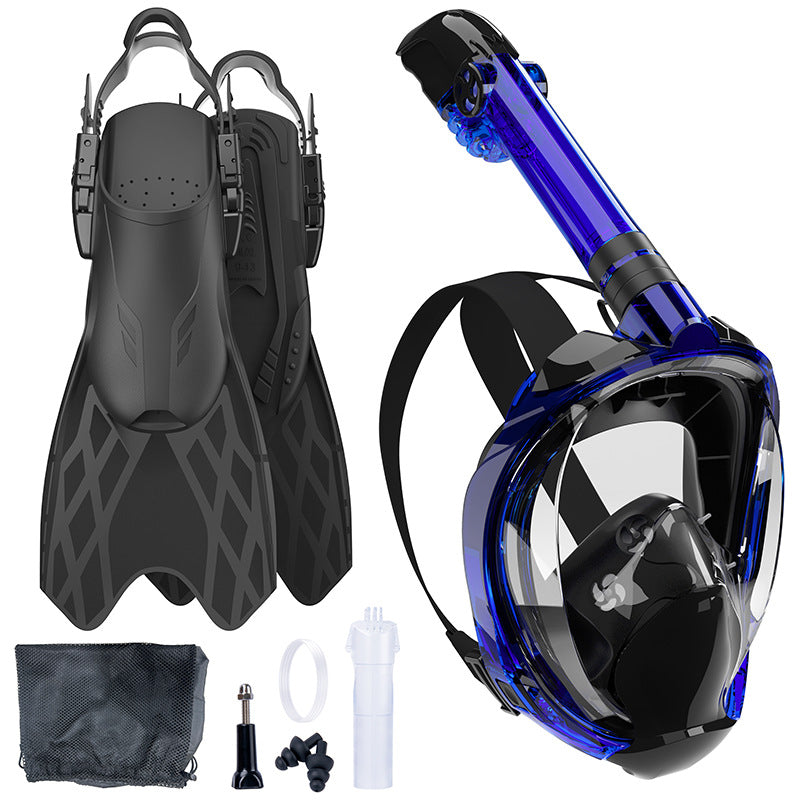Unisex Snorkelset med Helmask och Flexibla Fenor 3