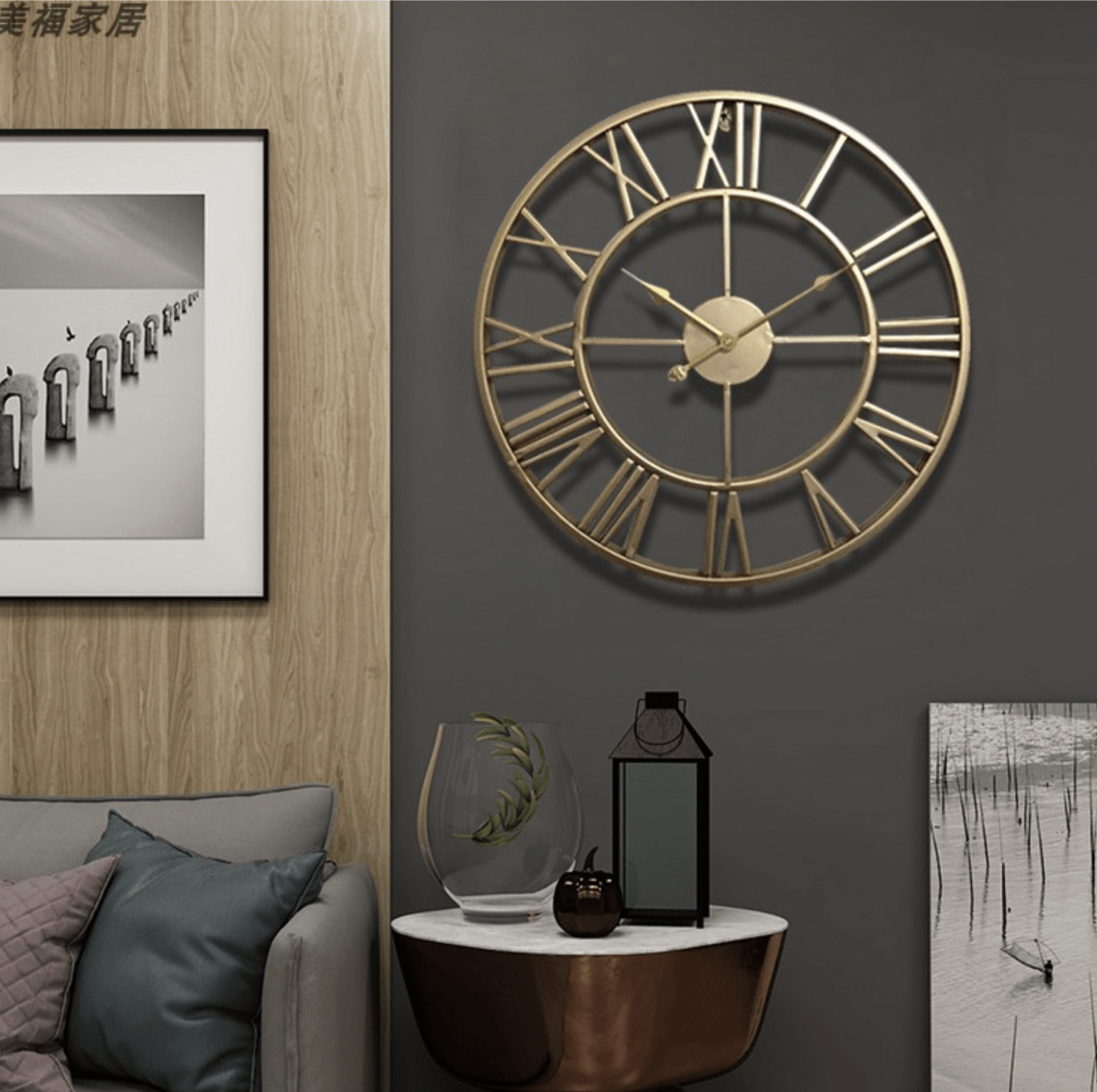Väggklocka Skelettdesign Tyst för Hemmet 0