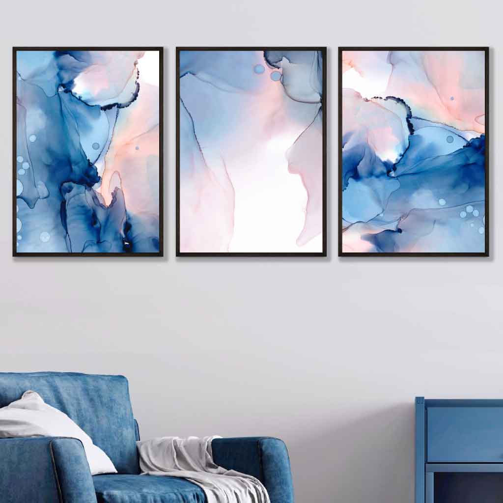 Väggkonst Set med 3 Affischer Abstrakt Design 1