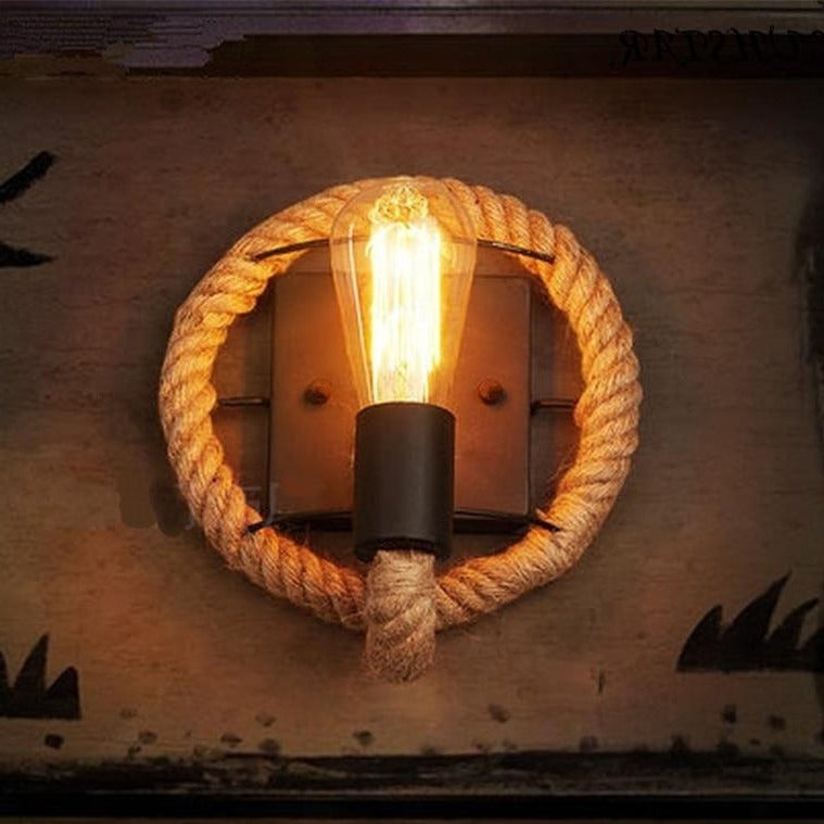 Vägglampa Inomhus Vintage Stil Med Repdetaljer 0