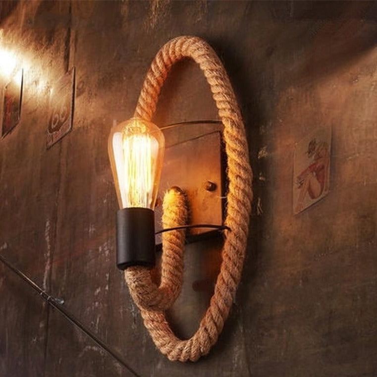 Vägglampa Inomhus Vintage Stil Med Repdetaljer 1