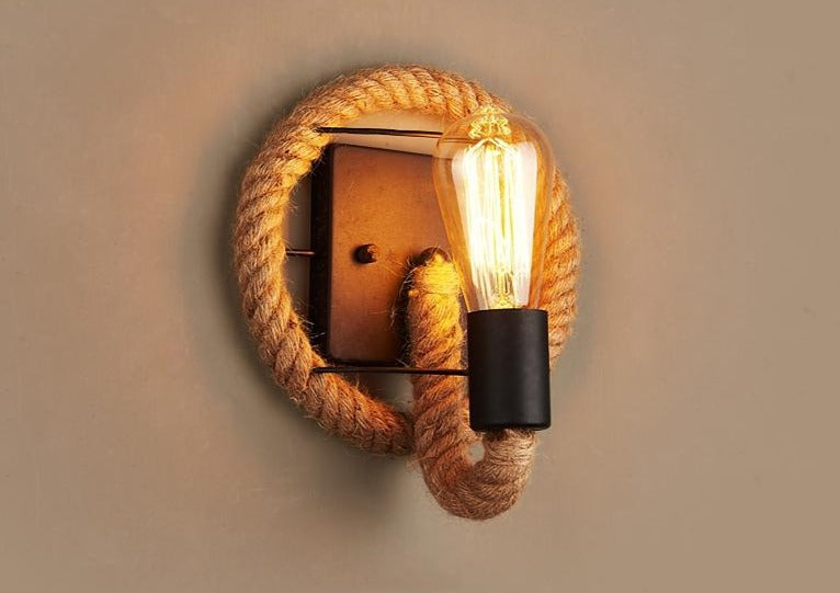 Vägglampa Inomhus Vintage Stil Med Repdetaljer 4