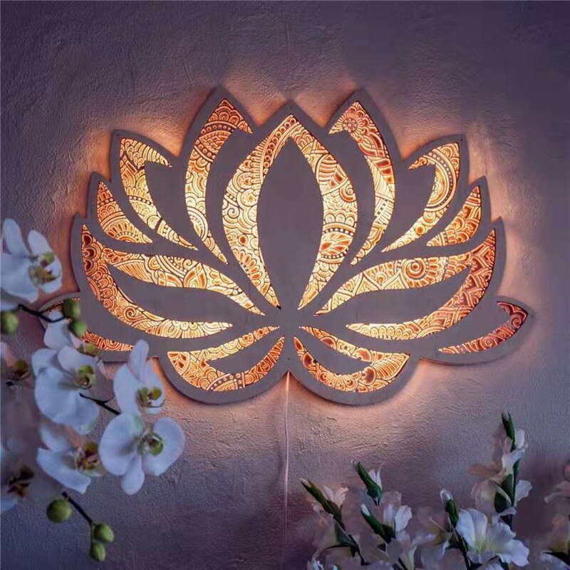 Vägglampa för Hemmet med Lotus Mandala Design 0