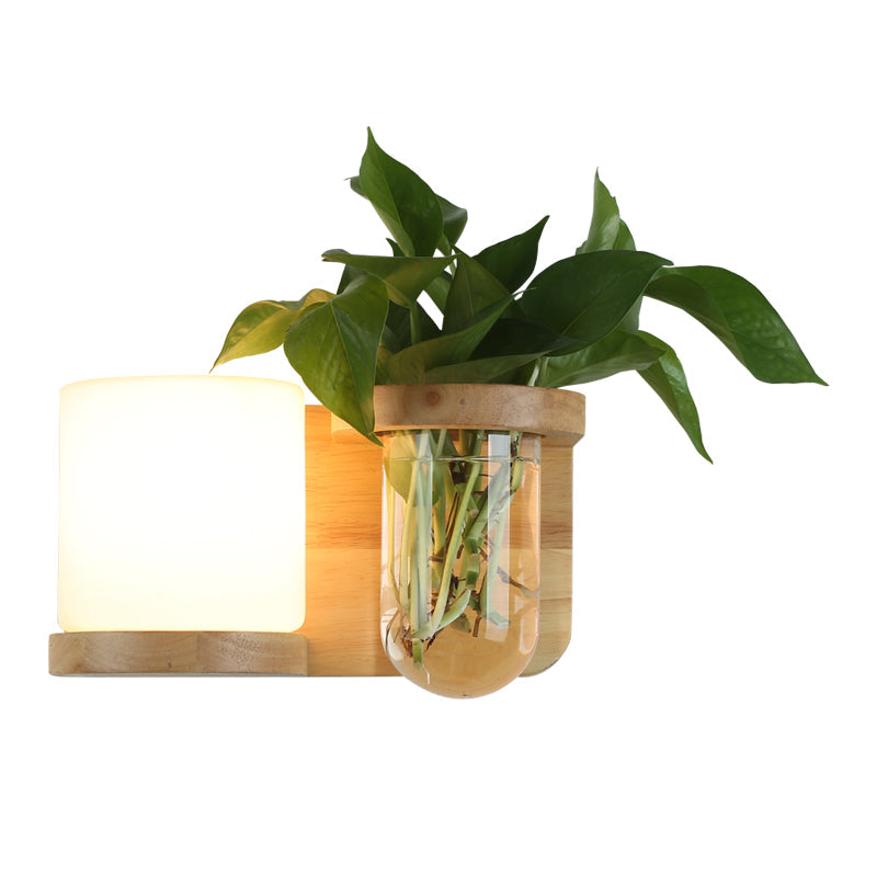 Vägglampa i Art Deco-stil med trädetaljer och glas 2