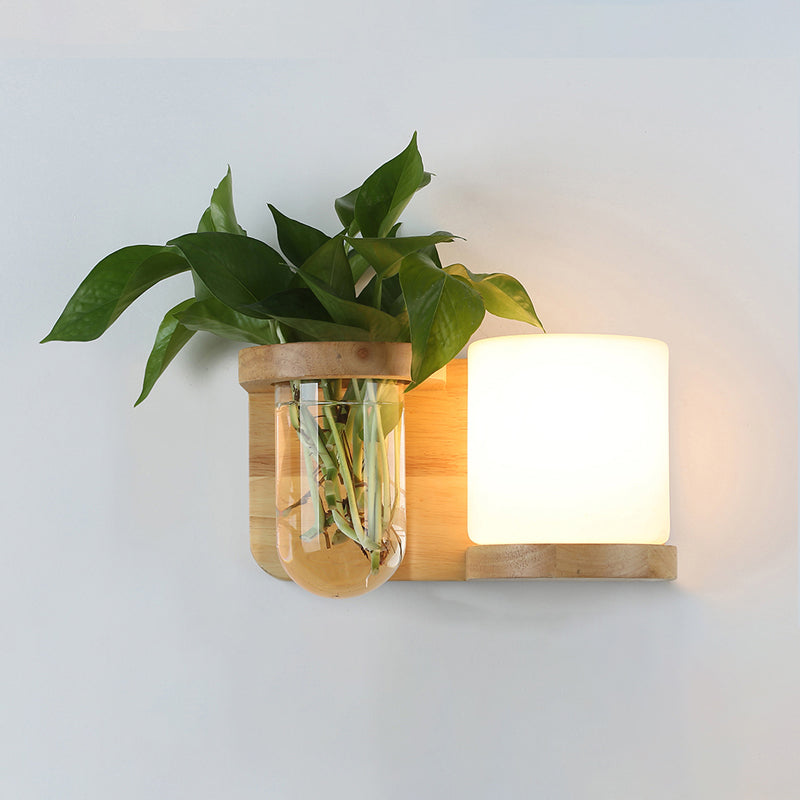 Vägglampa i Art Deco-stil med trädetaljer och glas 6