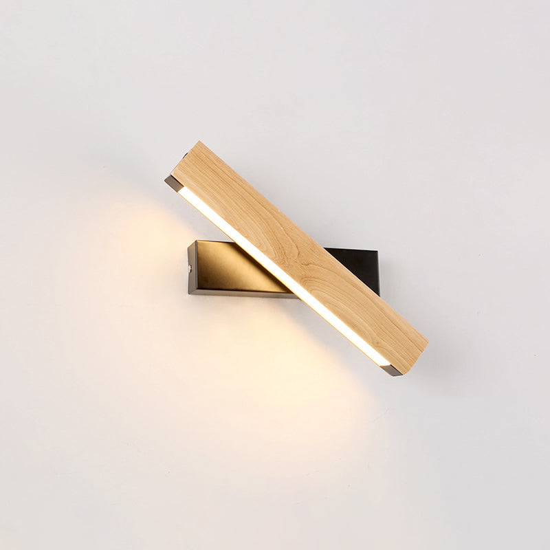 Vägglampa i trä med vridbar LED för sovrum och läshörn 0