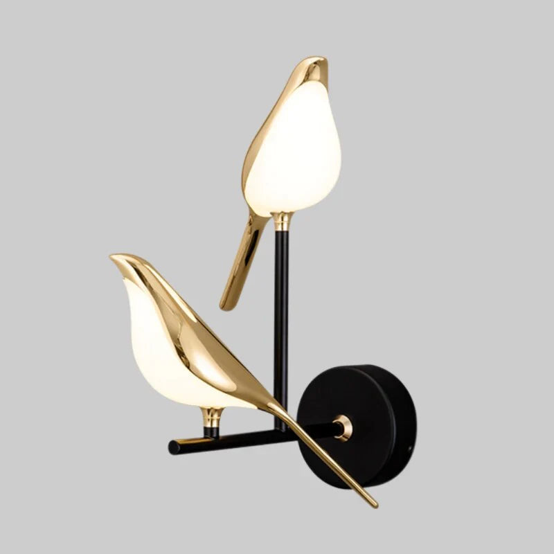 Vägglampa med Fågelmotiv i Metall 8