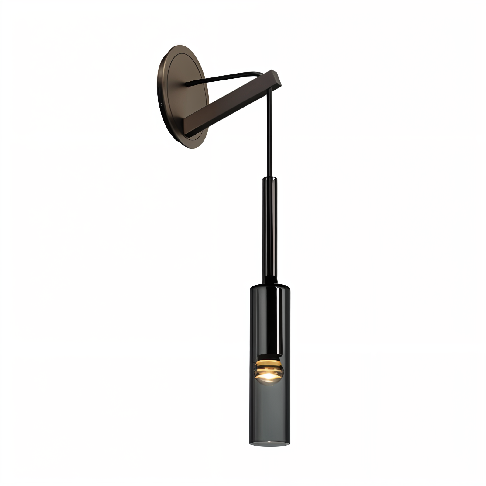 Vägglampa med Rökt Glas och Koppardetaljer 0