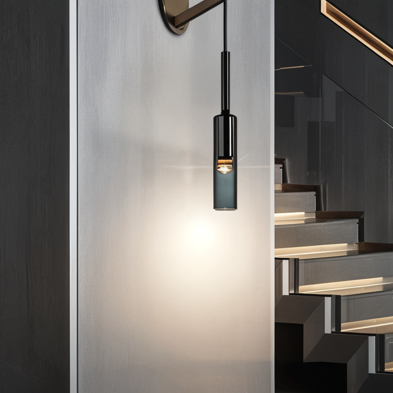 Vägglampa med Rökt Glas och Koppardetaljer 1