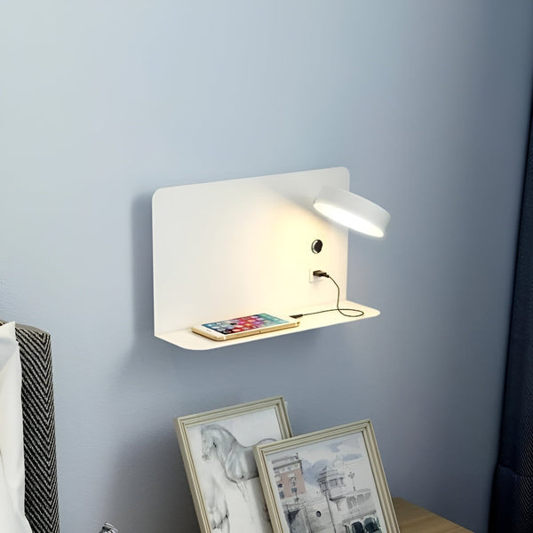 Vägglampa med USB-laddare och strömbrytare 4