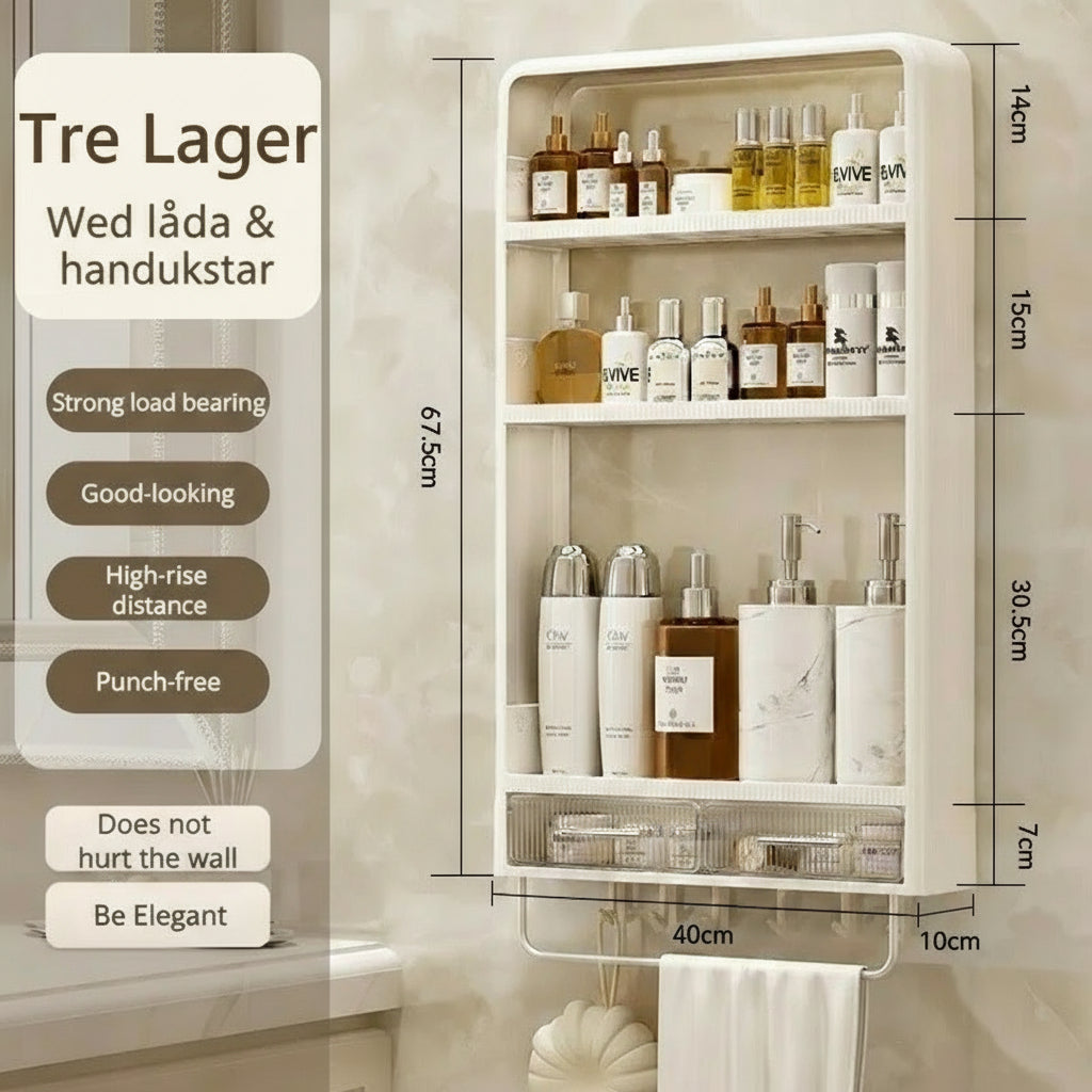 Väggmonterad Badrumsarrangör med Stämplingsfri Installation 6