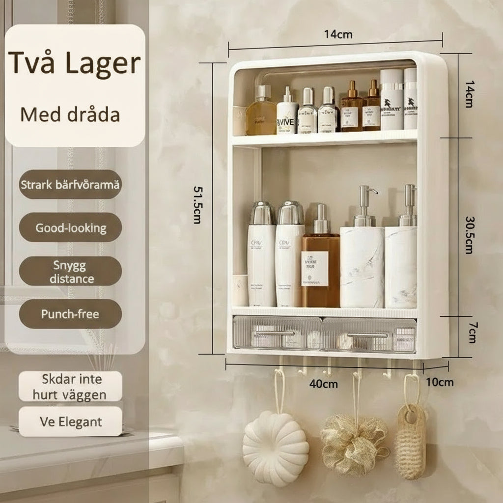 Väggmonterad Badrumsarrangör med Stämplingsfri Installation 7