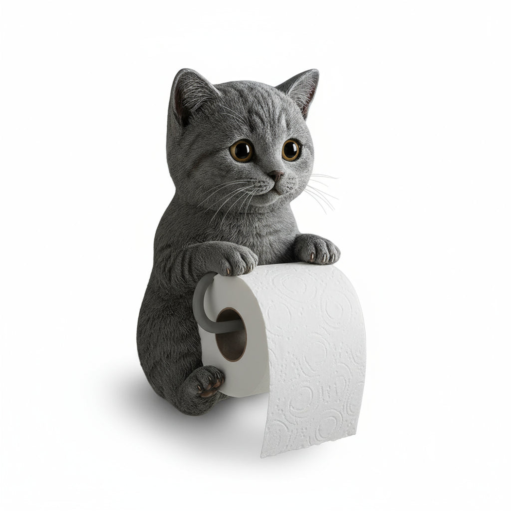 Väggmonterad Toalettrullehållare med Katthuvud för Badrum 0