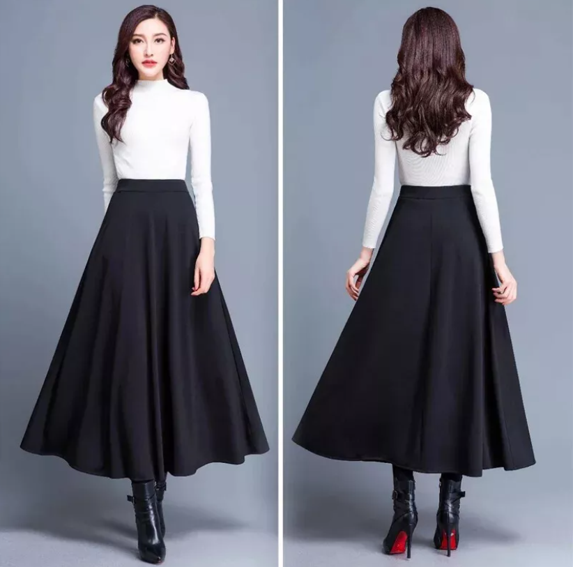 Kvinnors bred plisserad A-line kjol