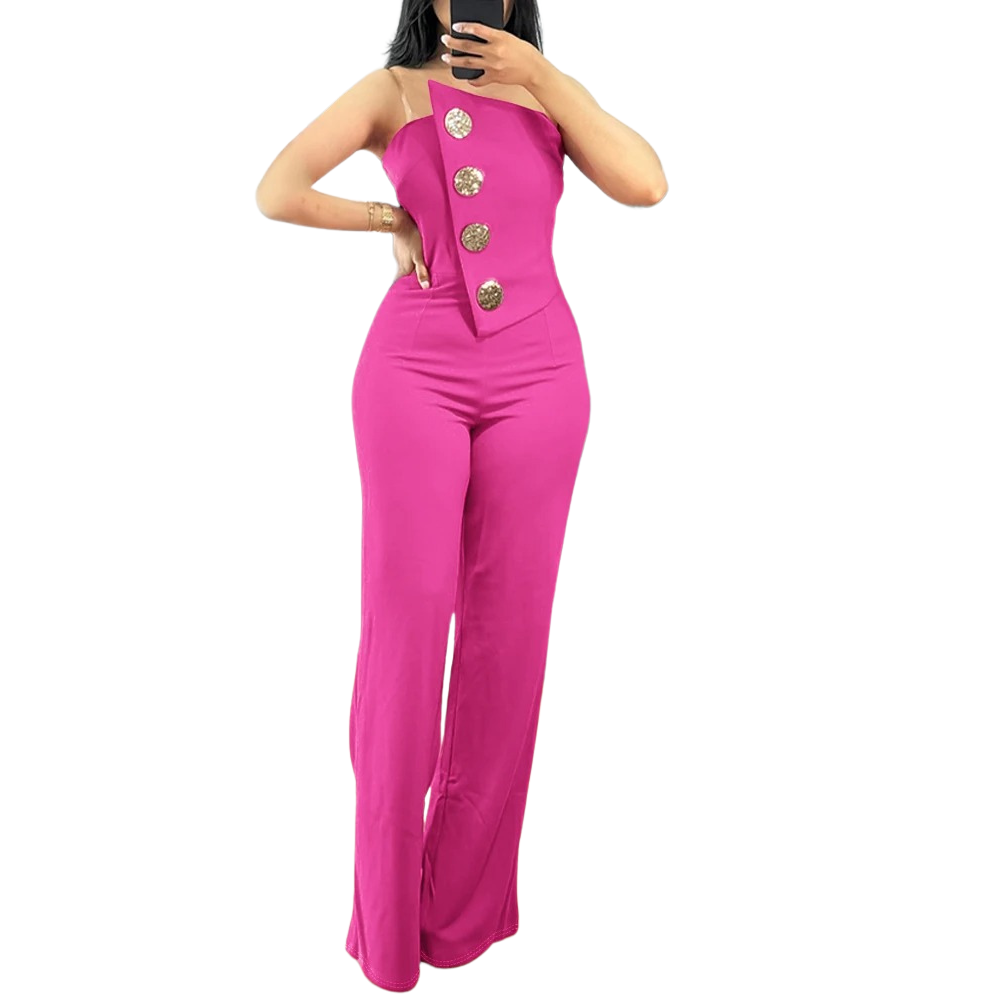 Asymmetrisk Bandeau Strapless Jumpsuit