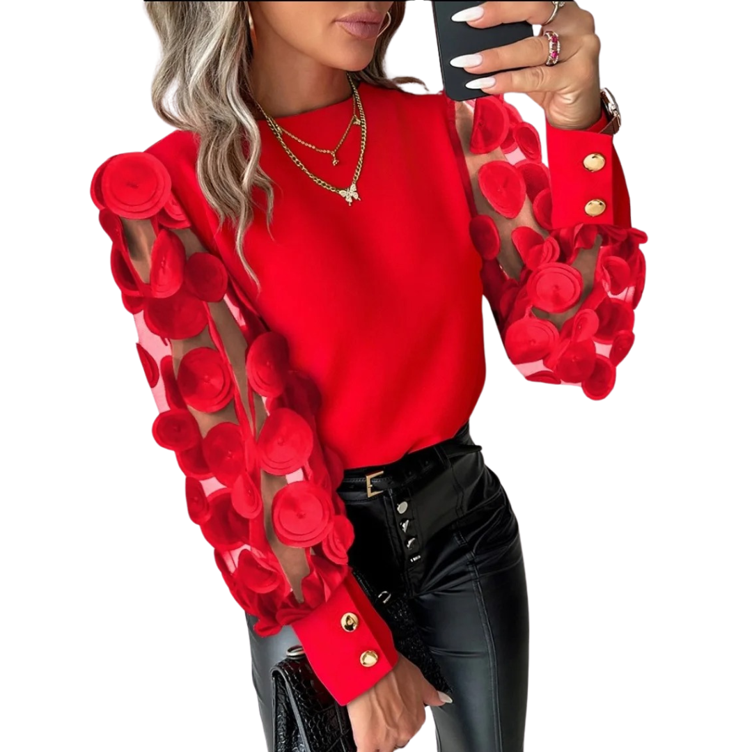 Damskjorta med skarvningsskjorta med lykta ärmar