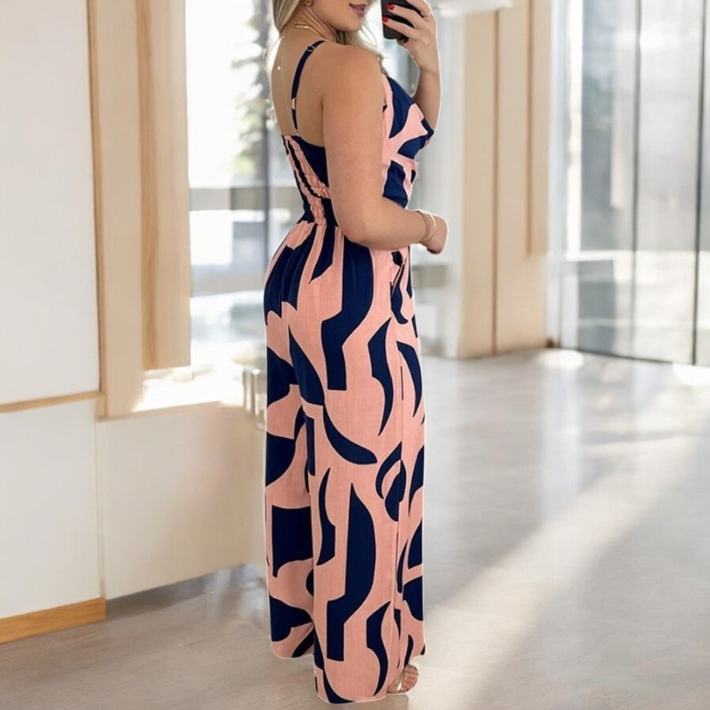 V-neckade jumpsuits med vida ben för kvinnor