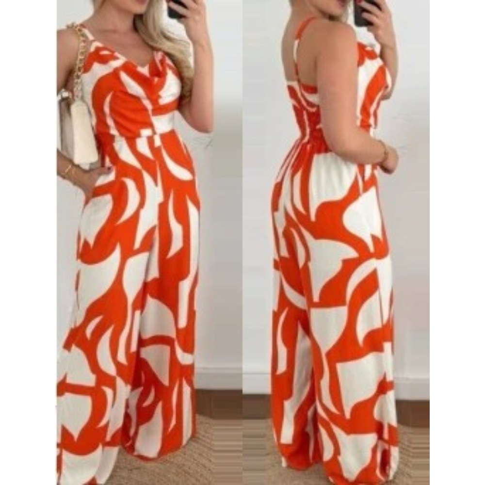 V-neckade jumpsuits med vida ben för kvinnor