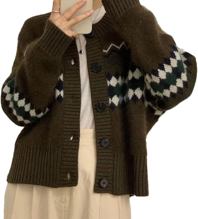 Långärmad stickad cardigan med knappar