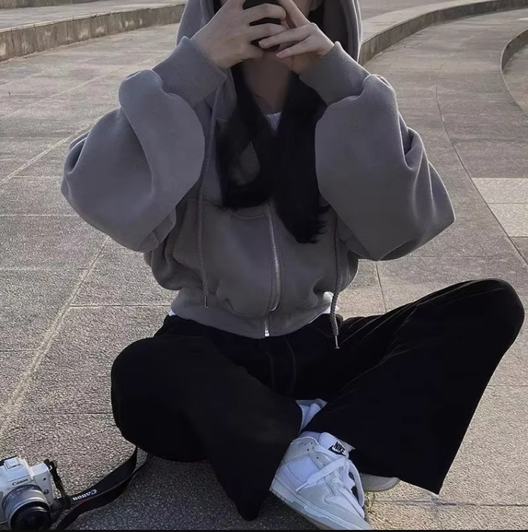 Överdimensionerad Crop Top Hoodie för kvinnor