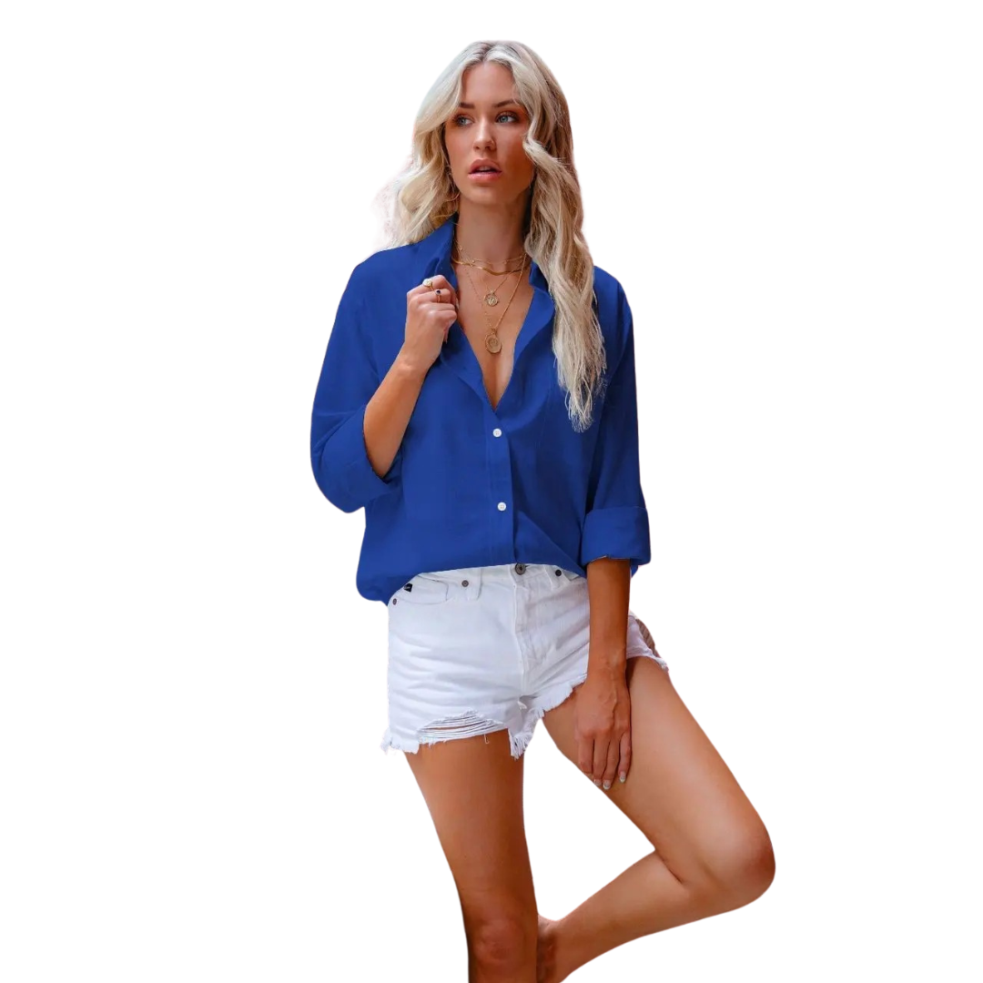 Casual linneskjorta för kvinnor