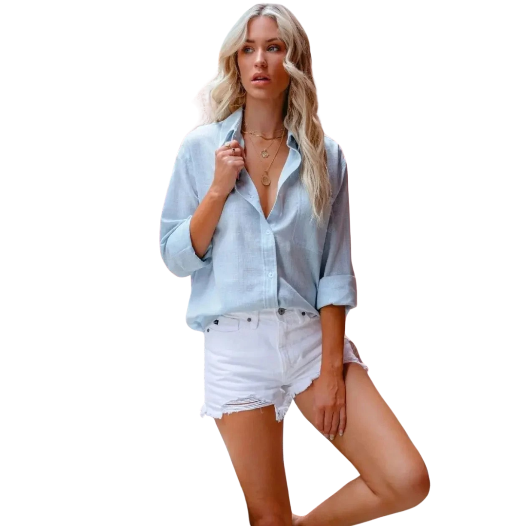 Casual linneskjorta för kvinnor