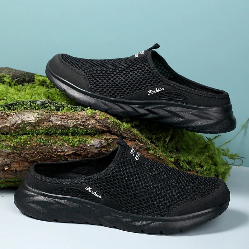 Andningsbara halva tofflor i mesh för män