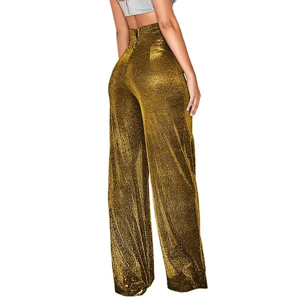 Byxor med vida ben och hög midja för kvinnor