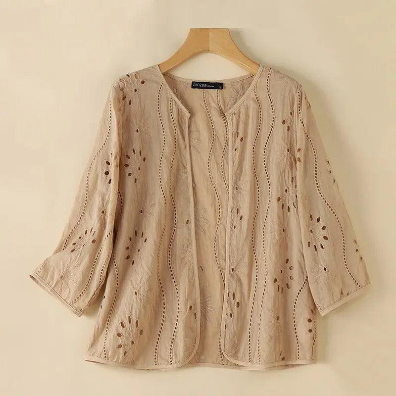 Broderad Hollow Out-väst för kvinnor