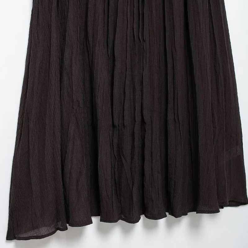 Plisserad midikjol för kvinnor med dragkedja i sidan