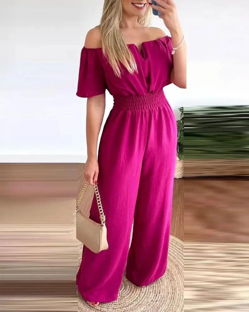 Off Shoulder Jumpsuit med vida ben för kvinnor